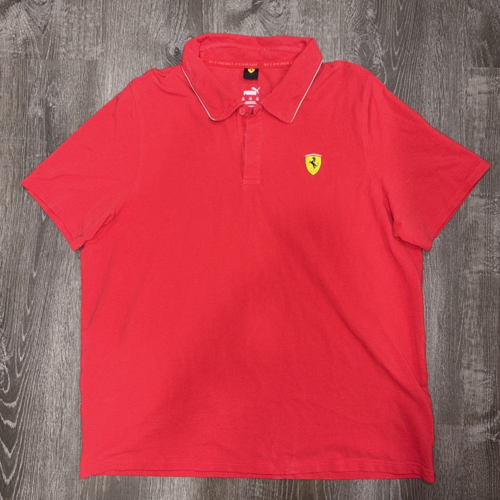 Official Puma Ferrari Polo Shirt Mens XXL Red Scuderia Racing Pique Short Sleeve